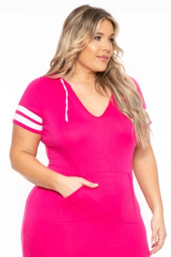 Front Page -Kitchensuppliesdeal curvy sense dresses plus size varsity stripe hoodie dress fuchsia 31867384823905
