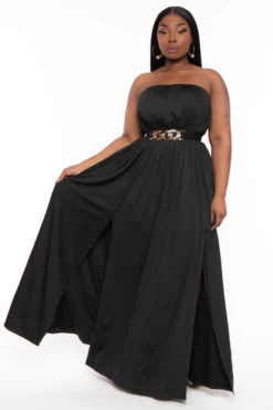 Plus Size Venezia Double Slit Maxi Dress - Black 4 Plus Size Venezia Double Slit Maxi Dress - Black -Kitchensuppliesdeal curvy sense dresses plus size venesia double slit maxi dress navy 32125496852577