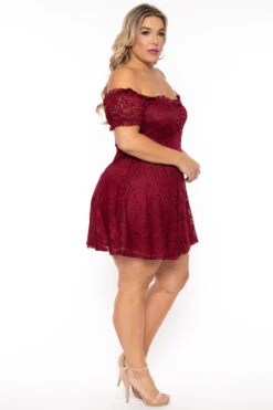 Plus Size Veronica Flower Lace Dress- Burgundy 4 Plus Size Veronica Flower Lace Dress- Burgundy -Kitchensuppliesdeal curvy sense dresses plus size veronica flower lace dress burgundy 30540355174497