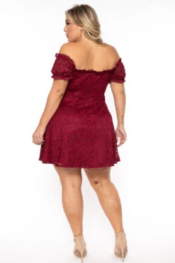 Plus Size Veronica Flower Lace Dress- Burgundy 6 Plus Size Veronica Flower Lace Dress- Burgundy -Kitchensuppliesdeal curvy sense dresses plus size veronica flower lace dress burgundy 30540355436641