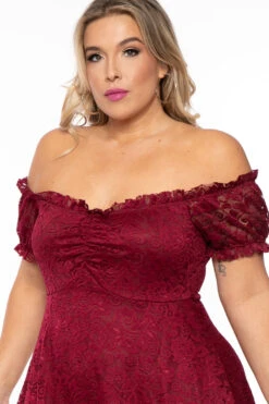 Plus Size Veronica Flower Lace Dress- Burgundy 5 Plus Size Veronica Flower Lace Dress- Burgundy -Kitchensuppliesdeal curvy sense dresses plus size veronica flower lace dress burgundy 30540355567713
