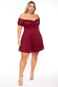 Plus Size Veronica Flower Lace Dress- Burgundy 7 Plus Size Veronica Flower Lace Dress- Burgundy -Kitchensuppliesdeal curvy sense dresses plus size veronica flower lace dress burgundy 30540355764321
