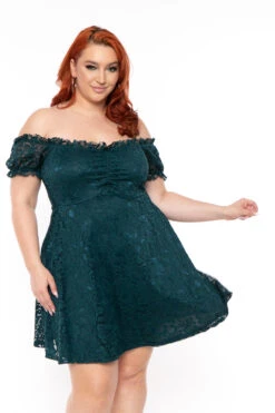 Plus Size Veronica Flower Lace Dress- Green 4 Plus Size Veronica Flower Lace Dress- Green -Kitchensuppliesdeal curvy sense dresses plus size veronica flower lace dress green 30540490244193