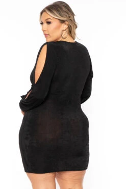 Plus Size Vienna Slit Sleeve Dress - Black 4 Plus Size Vienna Slit Sleeve Dress - Black -Kitchensuppliesdeal curvy sense dresses plus size vienna slit sleeve dress black 30966380724321