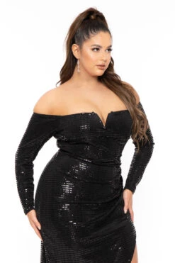 Plus Size Viviana Off The Shoulder Dress - Black -Kitchensuppliesdeal curvy sense dresses plus size viviana off the shoulder dress black 30679145709665