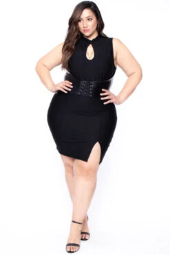 Plus Size Waist Snatcher Bodycon Dress - Black -Kitchensuppliesdeal curvy sense dresses plus size waist snatcher bodycon dress black 29256512241761