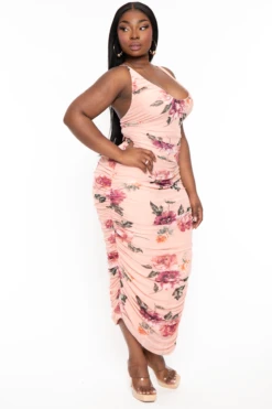 Plus Size Yerisbeth Floral Mesh Dress - Mauve 5 Plus Size Yerisbeth Floral Mesh Dress - Mauve -Kitchensuppliesdeal curvy sense dresses plus size yerisbeth floral mesh dress mauve 32100301701217