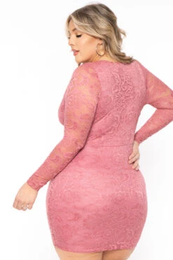 Plus Size Yuliana Lace Dress- Mauve 6 Plus Size Yuliana Lace Dress- Mauve -Kitchensuppliesdeal curvy sense dresses plus size yuliana lace dress mauve 31152106602593