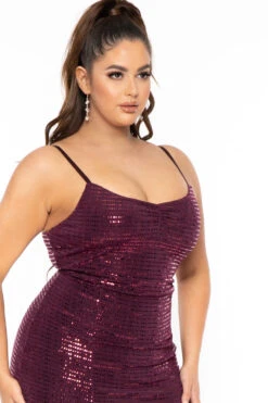 Plus Size Zahrah Sequins M-Slit Dress - Burgundy 5 Plus Size Zahrah Sequins M-Slit Dress - Burgundy -Kitchensuppliesdeal curvy sense dresses plus size zahrah sequins m slit dress burgundy 30679178477665