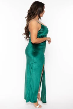 Plus Size Zarai Velvet M-Slit Dress - Green 5 Plus Size Zarai Velvet M-Slit Dress - Green -Kitchensuppliesdeal curvy sense dresses plus size zarai velvet m slit dress green 30830408630369