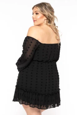 Plus Size Zariah Chiffon Dot Dress - Black 5 Plus Size Zariah Chiffon Dot Dress - Black -Kitchensuppliesdeal curvy sense dresses plus size zariah chiffon dot dress black 31541790867553