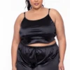 Plus Size Amirah Satin Slip Set - Black -Kitchensuppliesdeal curvy sense intimates plus size amirah satin slip set black 30021139857505