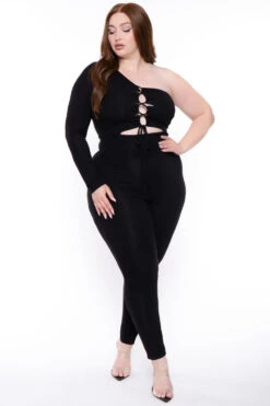 Plus Size Aaliyah Cut Out Jumpsuit - Black -Kitchensuppliesdeal curvy sense jumpsuits and rompers plus size aaliyah cut out jumpsuit black 29448076099681