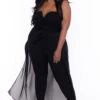 Plus Size Addison Chiffon Overlay Jumpsuit- Black -Kitchensuppliesdeal curvy sense jumpsuits and rompers plus size addison chiffon overlay jumpsuit black 30025808609377