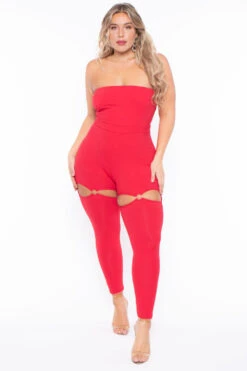 Plus Size Alessa Cut Out Jumpsuit- Red 5 Plus Size Alessa Cut Out Jumpsuit- Red -Kitchensuppliesdeal curvy sense jumpsuits and rompers plus size alessa cut out jumpsuit red 30023402422369