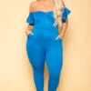 Plus Size Alice Off The Shoulder Jumpsuit - Blue 1 Plus Size Alice Off The Shoulder Jumpsuit - Blue -Kitchensuppliesdeal curvy sense jumpsuits and rompers plus size alice off the shoulder jumpsuit blue 29881534906465