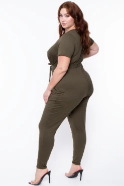 Plus Size Alondra Cross Front Jumpsuit - Olive 5 Plus Size Alondra Cross Front Jumpsuit - Olive -Kitchensuppliesdeal curvy sense jumpsuits and rompers plus size alondra cross front jumpsuit olive 29883593850977