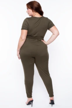 Plus Size Alondra Cross Front Jumpsuit - Olive 6 Plus Size Alondra Cross Front Jumpsuit - Olive -Kitchensuppliesdeal curvy sense jumpsuits and rompers plus size alondra cross front jumpsuit olive 29883594047585