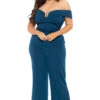 Plus Size Amber Off The Shoulder Jumpsuit - Teal 2 Plus Size Amber Off The Shoulder Jumpsuit - Teal -Kitchensuppliesdeal curvy sense jumpsuits and rompers plus size amber off the shoulder jumpsuit teal 30836137263201