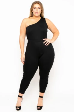 Plus Size Amberlyn Grommet Jumpsuit - Black 6 Plus Size Amberlyn Grommet Jumpsuit - Black -Kitchensuppliesdeal curvy sense jumpsuits and rompers plus size amberlyn grommet jumpsuit black 29885119758433