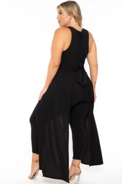 Plus Size Angelina Overlay Jumpsuit- Black -Kitchensuppliesdeal curvy sense jumpsuits and rompers plus size angelina overlay jumpsuit black 30025679765601