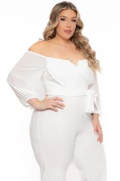 Plus Size Aryana Cross Over Jumpsuit -Ivory -Kitchensuppliesdeal curvy sense jumpsuits and rompers plus size aryana cross over jumpsuit ivory 31497395372129
