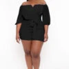 Plus Size Aryana Cross Over Romper - Black 1 Plus Size Aryana Cross Over Romper - Black -Kitchensuppliesdeal curvy sense jumpsuits and rompers plus size aryana cross over romper black 31842156740705
