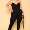 Plus Size Aubree Chiffon Sash Jumpsuit - Black -Kitchensuppliesdeal curvy sense jumpsuits and rompers plus size aubree chiffon sash jumpsuit black 29881649102945