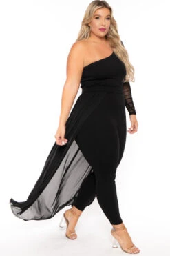 Plus Size Baylin Overlay Jumpsuit- Black -Kitchensuppliesdeal curvy sense jumpsuits and rompers plus size baylin overlay jumpsuit black 30074563657825
