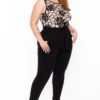 Plus Size Burn Out Flocked Jumpsuit - Black -Kitchensuppliesdeal curvy sense jumpsuits and rompers plus size burn out flocked jumpsuit black 29882428227681