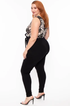 Plus Size Burn Out Flocked Jumpsuit - Black 5 Plus Size Burn Out Flocked Jumpsuit - Black -Kitchensuppliesdeal curvy sense jumpsuits and rompers plus size burn out flocked jumpsuit black 29882428293217