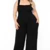 Plus Size Delmi Smocked Jumpsuit - Black -Kitchensuppliesdeal curvy sense jumpsuits and rompers plus size delmi smocked jumpsuit black 32336025157729