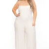 Plus Size Demi Smocked Jumpsuit - Ivory 2 Plus Size Demi Smocked Jumpsuit - Ivory -Kitchensuppliesdeal curvy sense jumpsuits and rompers plus size demi smocked jumpsuit ivory 31791148695649