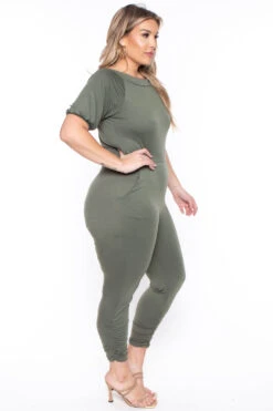 Solid Plus Size Eliza Jumpsuit - Olive -Kitchensuppliesdeal curvy sense jumpsuits and rompers plus size eliza jumpsuit olive 29707906187361