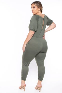 Solid Plus Size Eliza Jumpsuit - Olive -Kitchensuppliesdeal curvy sense jumpsuits and rompers plus size eliza jumpsuit olive 29707906351201