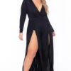 Plus Size Ellia M-Slit Jumpsuit- Black 2 Plus Size Ellia M-Slit Jumpsuit- Black -Kitchensuppliesdeal curvy sense jumpsuits and rompers plus size ellia m slit jumpsuit black 29266585518177