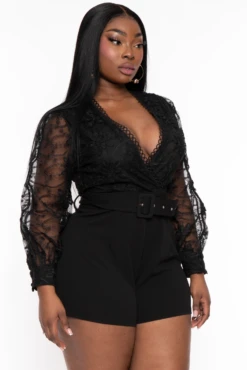 Plus Size Emmeline Lace Romper - Black 6 Plus Size Emmeline Lace Romper - Black -Kitchensuppliesdeal curvy sense jumpsuits and rompers plus size emmeline lace romper black 32108261638241