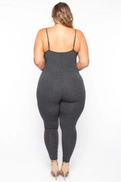 Plus Size Essential Catsuit - Charcoal -Kitchensuppliesdeal curvy sense jumpsuits and rompers plus size essential catsuit charcoal 29708537921633