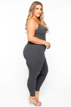 Plus Size Essential Catsuit - Charcoal -Kitchensuppliesdeal curvy sense jumpsuits and rompers plus size essential catsuit charcoal 29708551061601