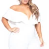 Plus Size Frill Jumpsuit - Ivory -Kitchensuppliesdeal curvy sense jumpsuits and rompers plus size frill jumpsuit ivory 29591160029281