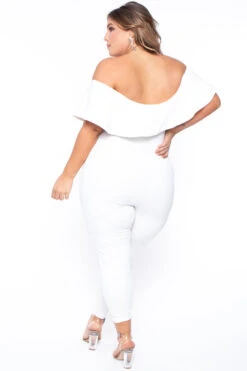 Plus Size Frill Jumpsuit - Ivory -Kitchensuppliesdeal curvy sense jumpsuits and rompers plus size frill jumpsuit ivory 29591160062049