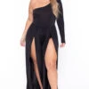 Plus Size Gianna M-Slit Jumpsuit- Black -Kitchensuppliesdeal curvy sense jumpsuits and rompers plus size gianna m slit jumpsuit black 29266569429089
