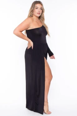 Plus Size Gianna M-Slit Jumpsuit- Black -Kitchensuppliesdeal curvy sense jumpsuits and rompers plus size gianna m slit jumpsuit black 29266577162337