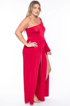 Plus Size Gianna M-Slit Jumpsuit- Red -Kitchensuppliesdeal curvy sense jumpsuits and rompers plus size gianna m slit jumpsuit red 29258568925281