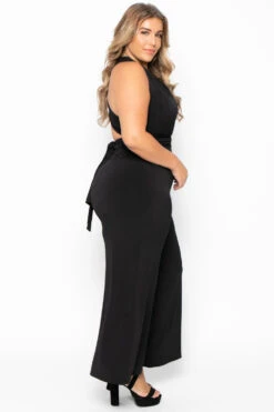 Plus Size Infinity Plunging Jumpsuit - Black -Kitchensuppliesdeal curvy sense jumpsuits and rompers plus size infinity plunging jumpsuit black 29592082219105