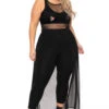 Plus Size Iris Mesh Overlay Jumpsuit- Black -Kitchensuppliesdeal curvy sense jumpsuits and rompers plus size iris mesh overlay jumpsuit black 30599091978337