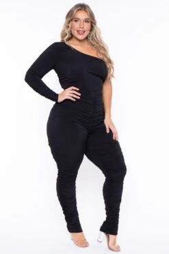 Plus Size Jaelyn Ruched Jumpsuit- Black 5 Plus Size Jaelyn Ruched Jumpsuit- Black -Kitchensuppliesdeal curvy sense jumpsuits and rompers plus size jaelyn ruched jumpsuit black 29592296194145