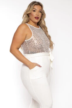 Plus Size Kaia Glitter Jumpsuit- Ivory 4 Plus Size Kaia Glitter Jumpsuit- Ivory -Kitchensuppliesdeal curvy sense jumpsuits and rompers plus size kaia glitter jumpsuit ivory 30497382858849