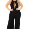 Plus Size Kelly Lace Up Jumpsuit- Black -Kitchensuppliesdeal curvy sense jumpsuits and rompers plus size kelly lace up jumpsuit black 30025557770337