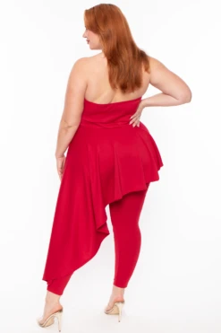 Plus Size Kelsey Cascading Ruffle Jumpsuit - Red -Kitchensuppliesdeal curvy sense jumpsuits and rompers plus size kelsey cascading ruffle jumpsuit red 29443156476001